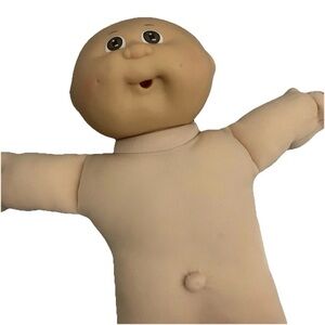 Vintage Cabbage Patch Doll 1985 Bald Brown Eyes 2 dimples paci kid Coleco